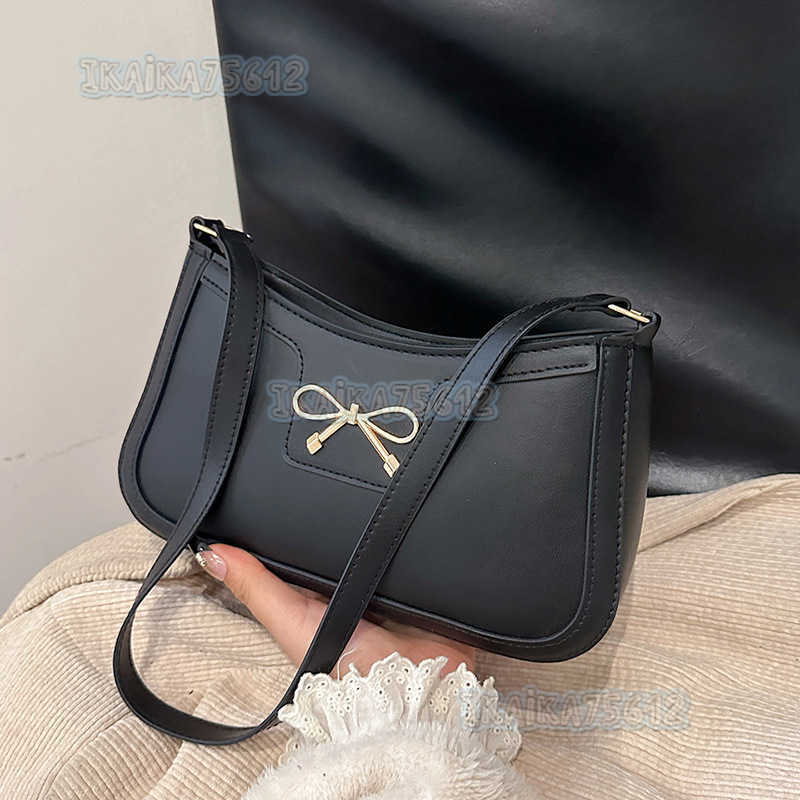 2024 Winter New Bowknot Single Shoulder Bag Zipper Simple Commuting Style Versatile Fashion Bag High-end H250806