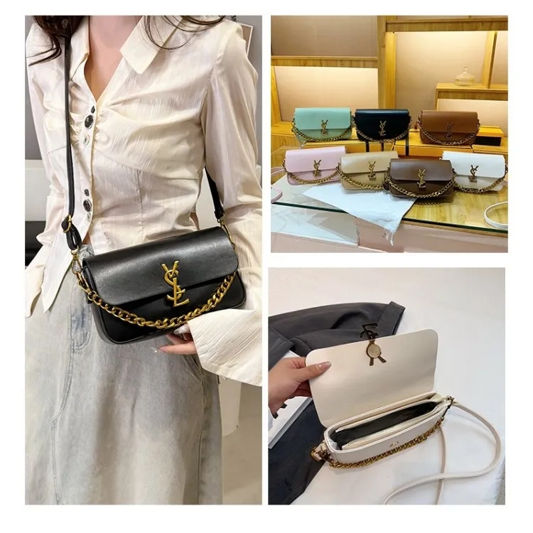 Designer bag with calf leather texture small square bag shoulder bag new fashion light luxury versatile crossbody bag wallet multi-color series bag