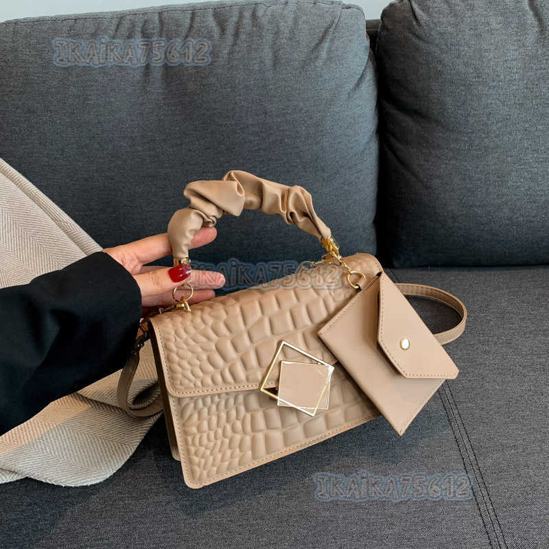 Womens Trendy Style Pleated Handbag 2024 Spring New Versatile Single Shoulder Crossbody Small Square Bag H250806