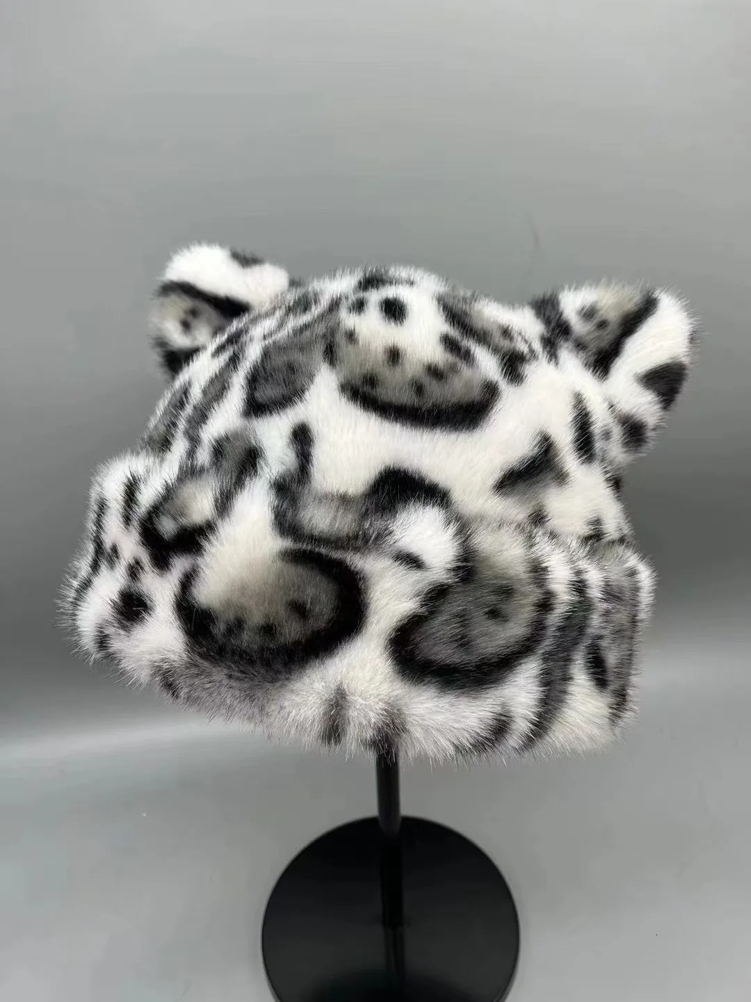 Korean Winter Fur Bucket Hat For Women Fashion Leopard Print Fisherman Hats Thichen Warm Plush Outdoor Cute Basin Cap 250806