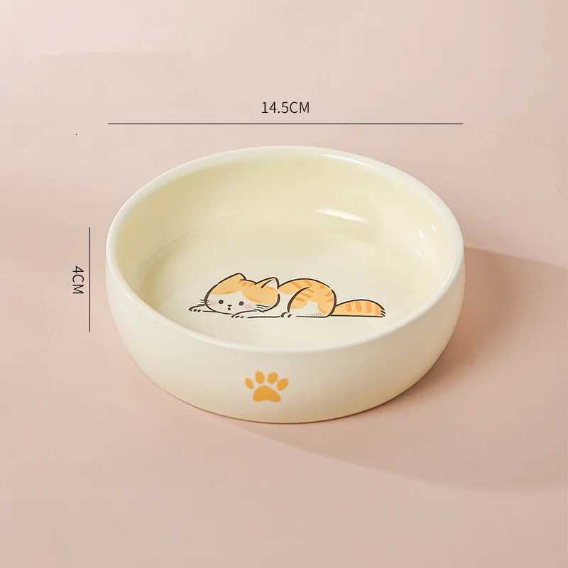 Cartoon Cat Pattern Ceramic Dog Bowl Anti Knock Anti Black Chin Cat Food Bowl for Dog Cat Pet Supplies Accessories Y250806