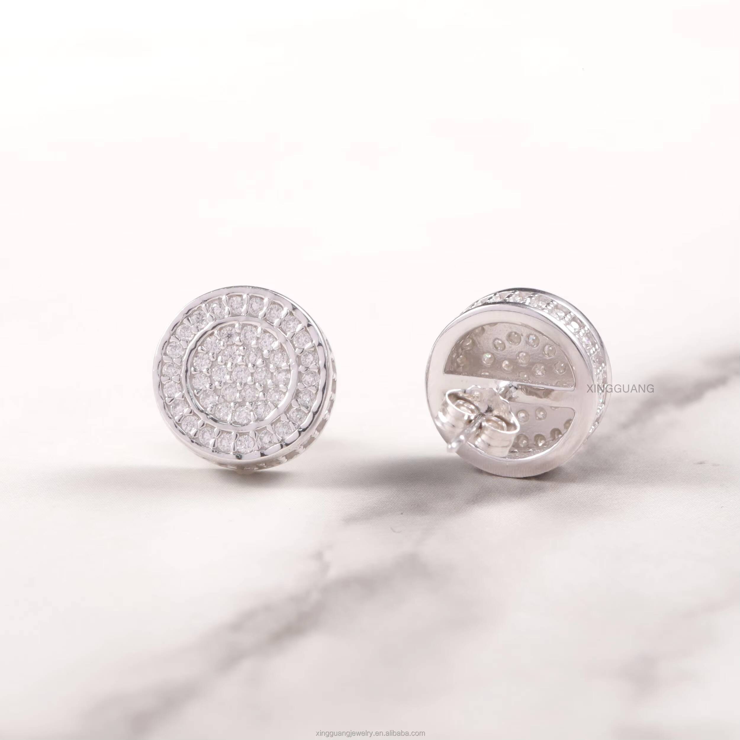 XG Rts Vvs Moissanite Earrings 925 Sterling Silver Fine Jewelry Earrings for Men Women Pass Diamond Tester