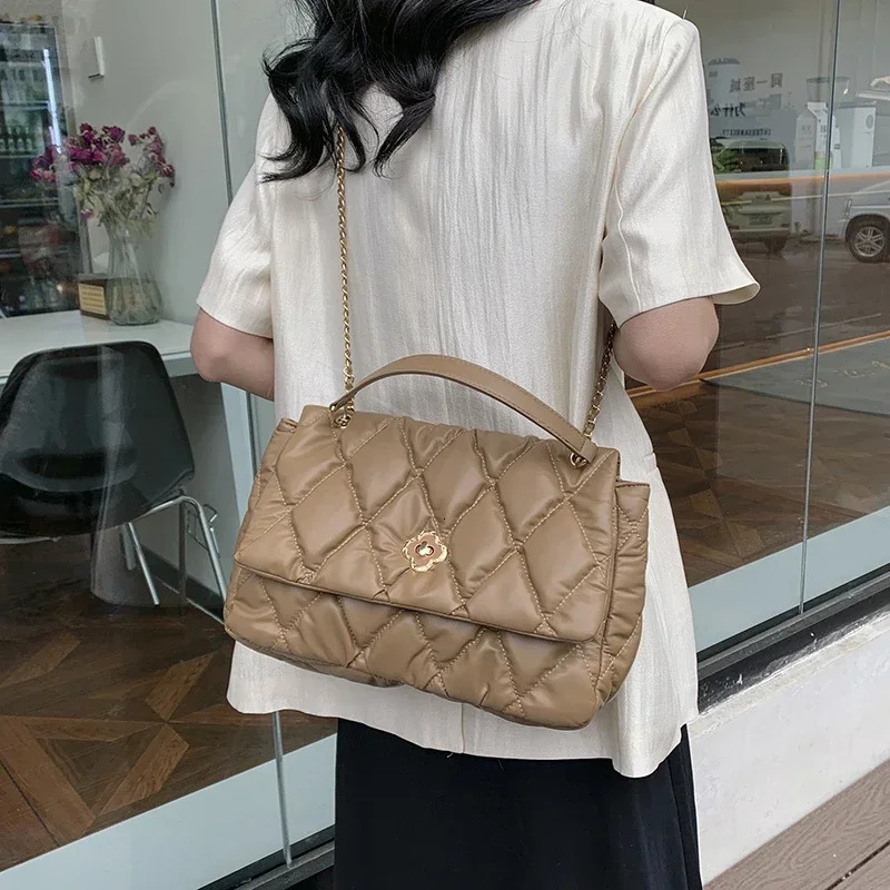 Handbags Women Bags Lady Green Quilted Shoulder Crossbody Bags Pu Leather Women Underarm Handbags 250807