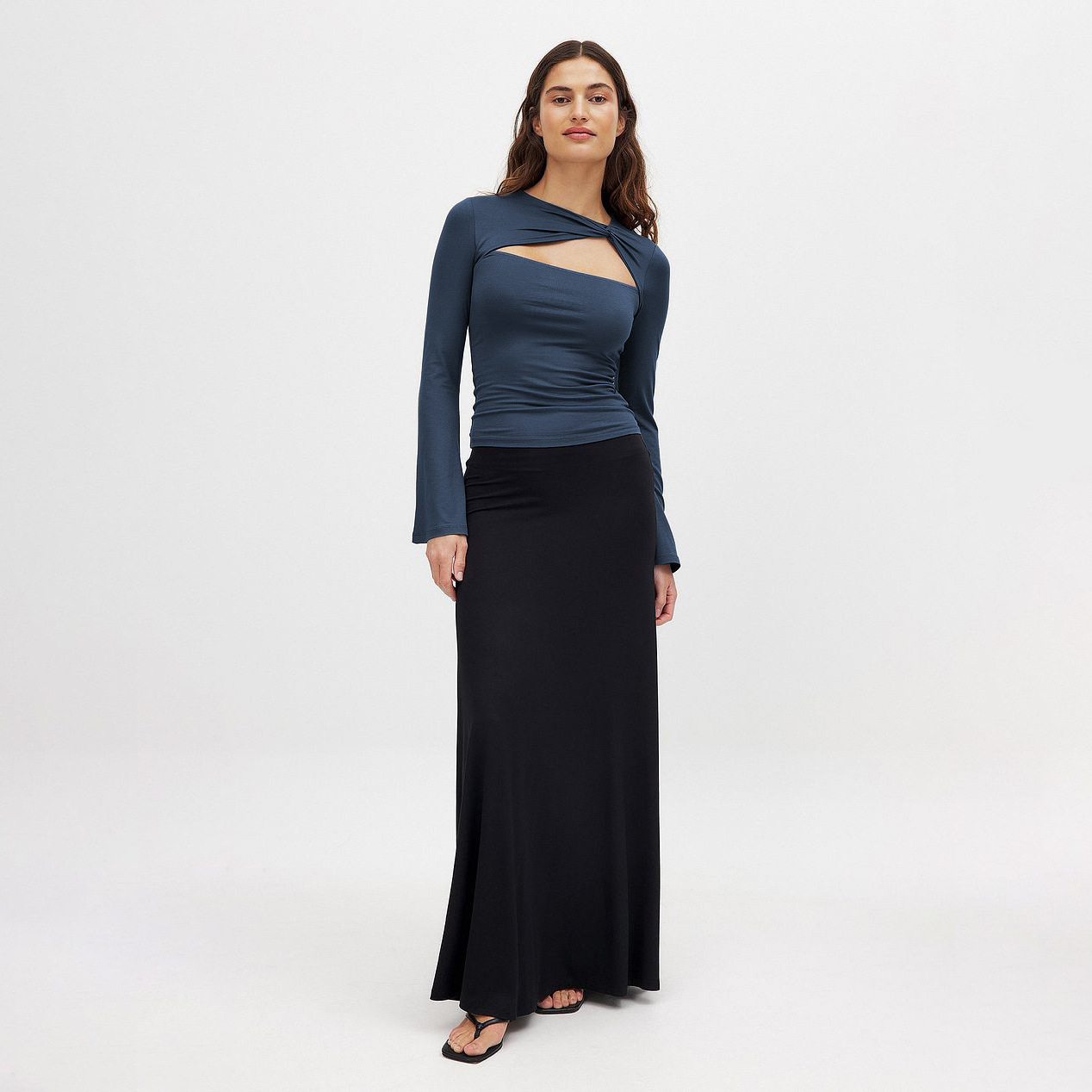 Hot-Selling Autumn Y2K Spicy Girl Collarbone Hollow Twist Long-Sleeve T-Shirt Pure Desire Style Slim Niche Top