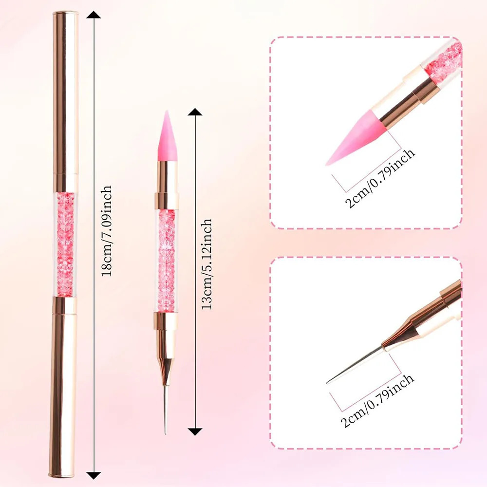 Pink/White Rhinestones Picker Doting Pen Dual-Ended Wax Pencil Pen Rhinestone Picker Double Head Applicator Gems Stick Tool 250805