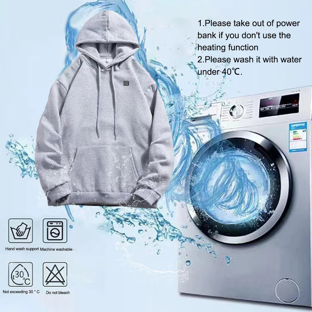 USB Heating Sweaters Hoodies Winter Warm Heated Clothes Long Sleeve Streetwear Loose Coats Heat Jacket Sportswear for Camping 250806