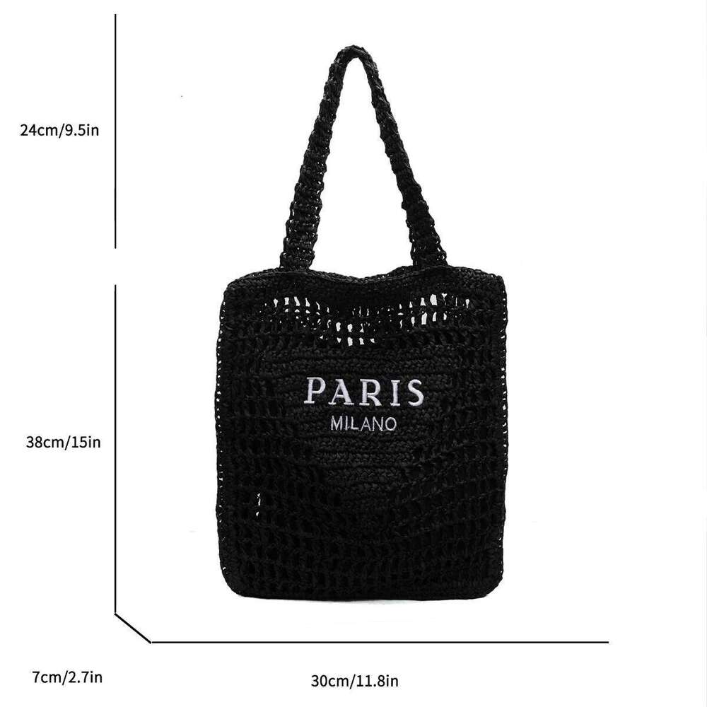 Women's Woven Straw Shoulder Bag - Breathable Openwork Design Lightweight Drawstring Summer Beach Tote For Vacation & Daily Use