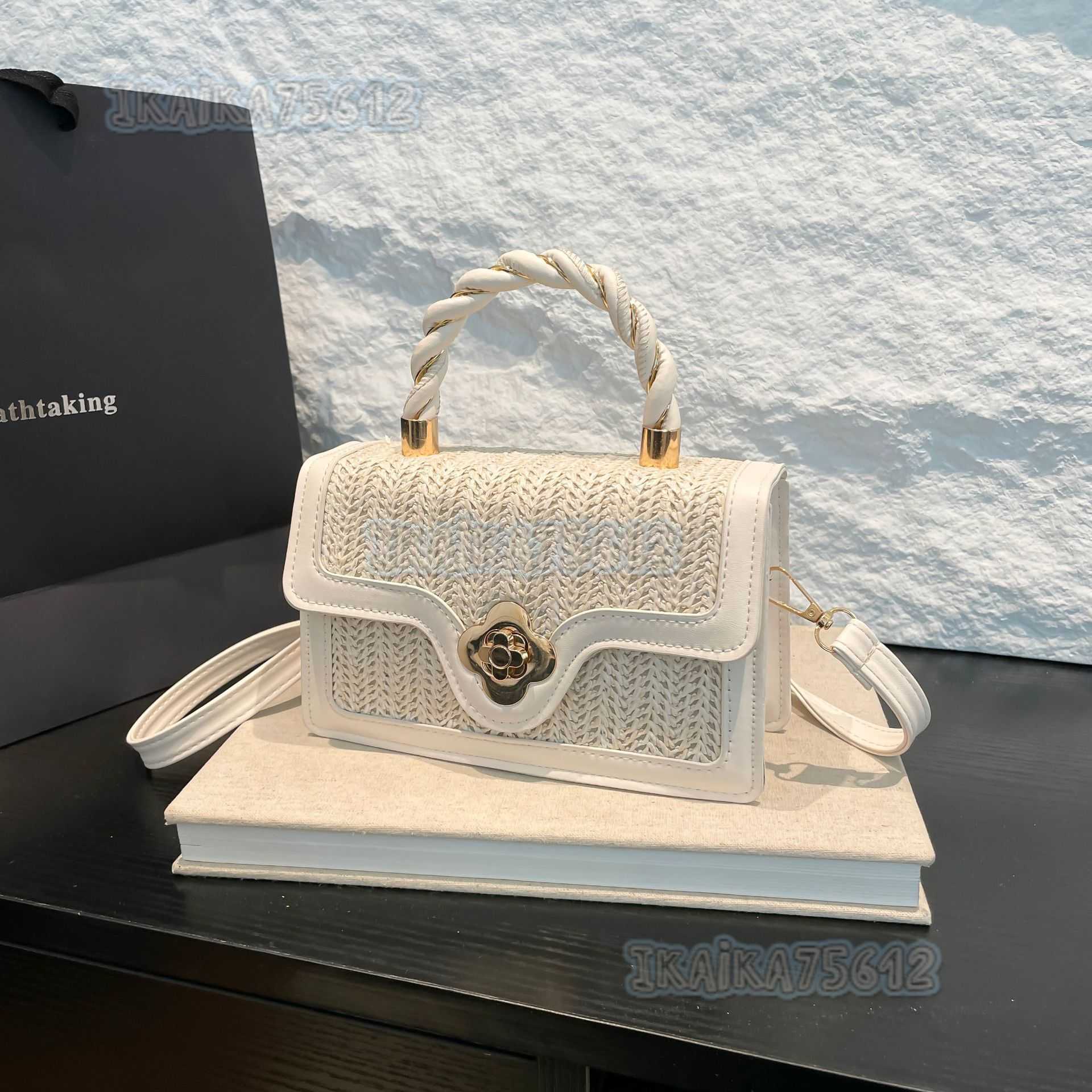Trendy Womens Bags Summer New Fashion Versatile Woven Color Block Shoulder Crossbody Handbag Small Square Bag H250806