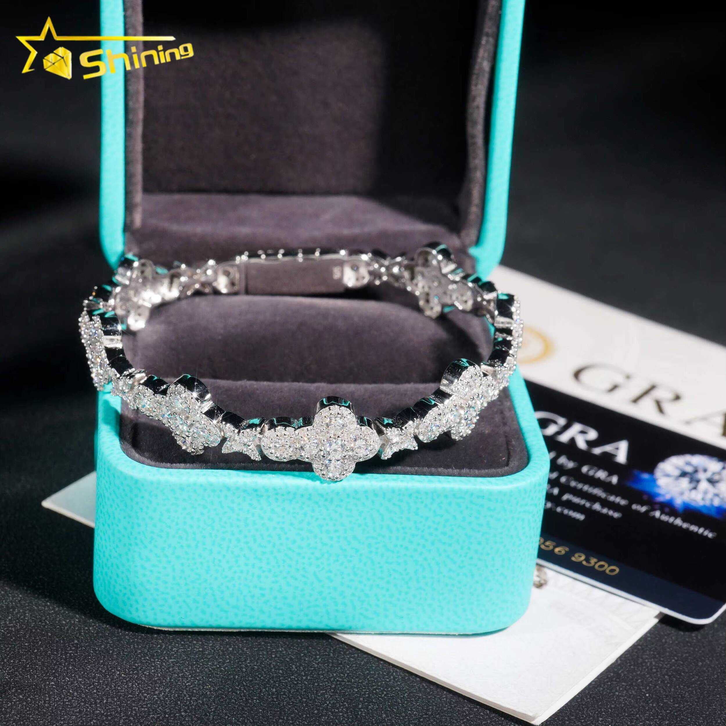 New Cross Collection Necklace Mens 925 Sterling Silver VVS Moissanite Diamond Iced Out Cross Star Link Chain