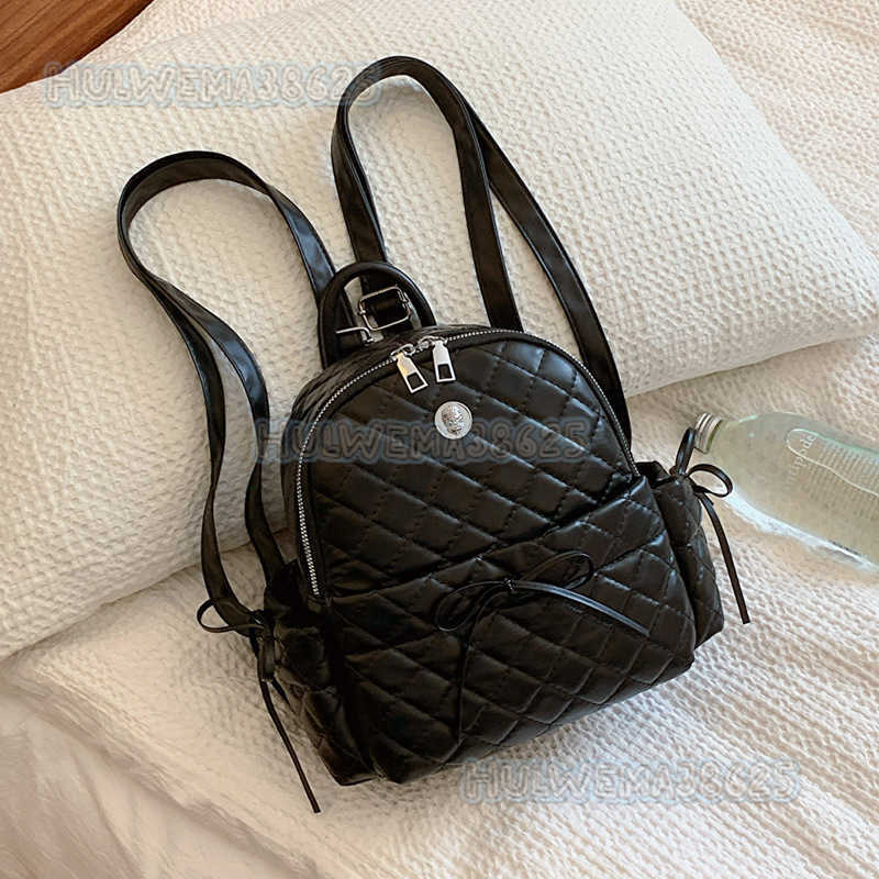 Quilted Embroidery Womens Bow Backpack 2024 Spring Summer New Versatile Casual Bag Style School Bag H250806