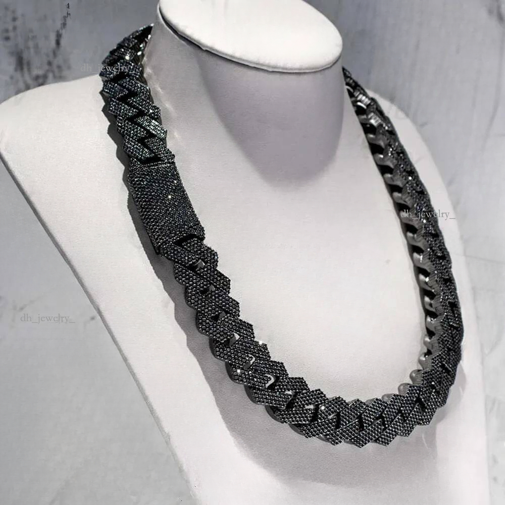 Hip Men ice out Hop Rapper Mossanite Necklace Jewelry Vvs Sterg Sier 20mm Black Dia Moissanite Cuban k Chain