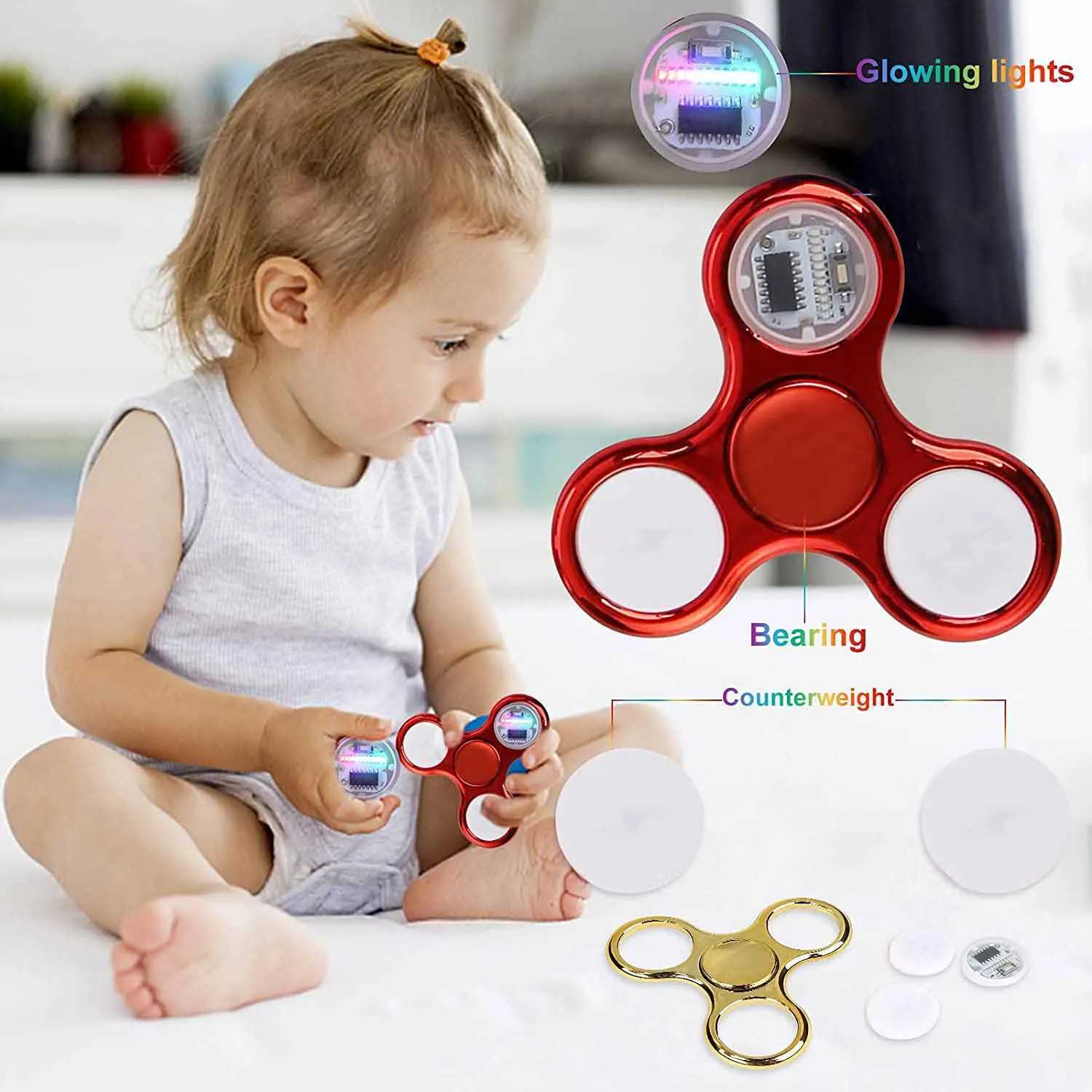 6colors Creative LED Light Luminous Fidget Spinner Changes Hand Spinner Glows in the Dark Stress Relief Toys for Kids Z250807