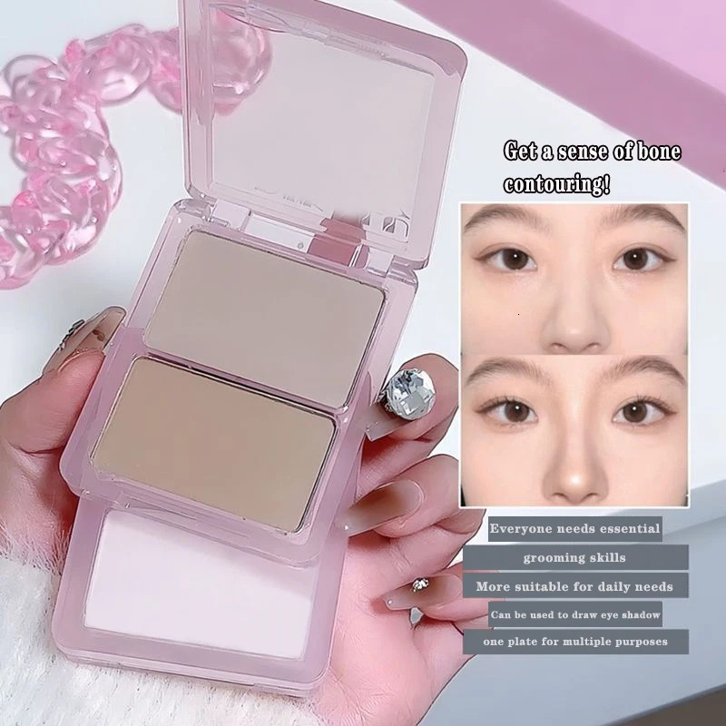 2-in-1 high-gloss contouring two-tone matte facial brightening three-dimensional shadow blush palette Korean-style makeup 250730