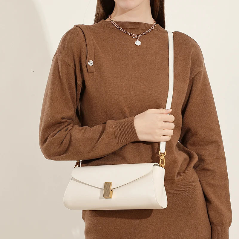 Burminsa Trendy Genuine Leather Underarm Shoulder Bags For Women Luxury Designer Crossbody Purses Flap Lock Ladies Handbags 250804