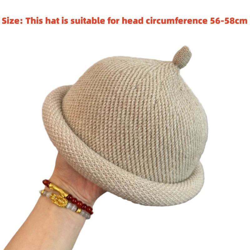 Winter Hat Warm Outdoor Knitted Melon Hat Unisex Japanese Casual Nipple Shape Beanies Hat Cap For Women Men 250806