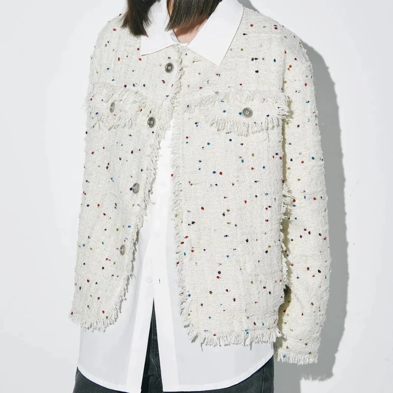 Chic n Tweed Oneck Jackets Tops Korean Fashion Loose Single Breasted Coats Women Casual Vintage Long Sleeve Abrigos Blusas 250807