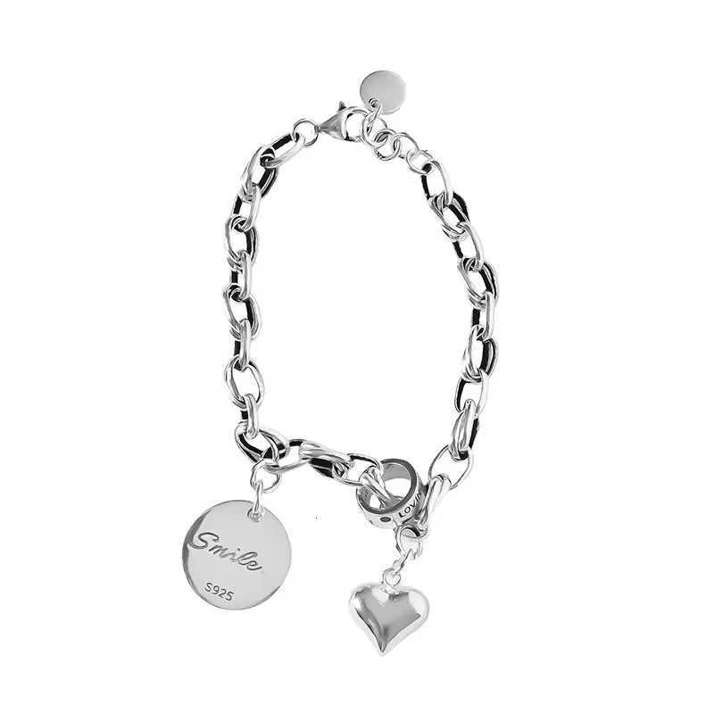 VENTFILLE 925 Sterling Silver Thai Silver Bracelet for Women Vintage Geometric Heart Love Lucky Punk Jewelry 2023 New Dropship W250807