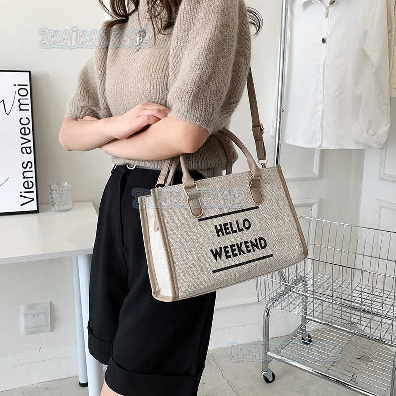 Simple Fashion Canvas Single Shoulder Tote Bag Womens 2022 New Fashion Leisure Lightweight Large Capacity Handbag H250806