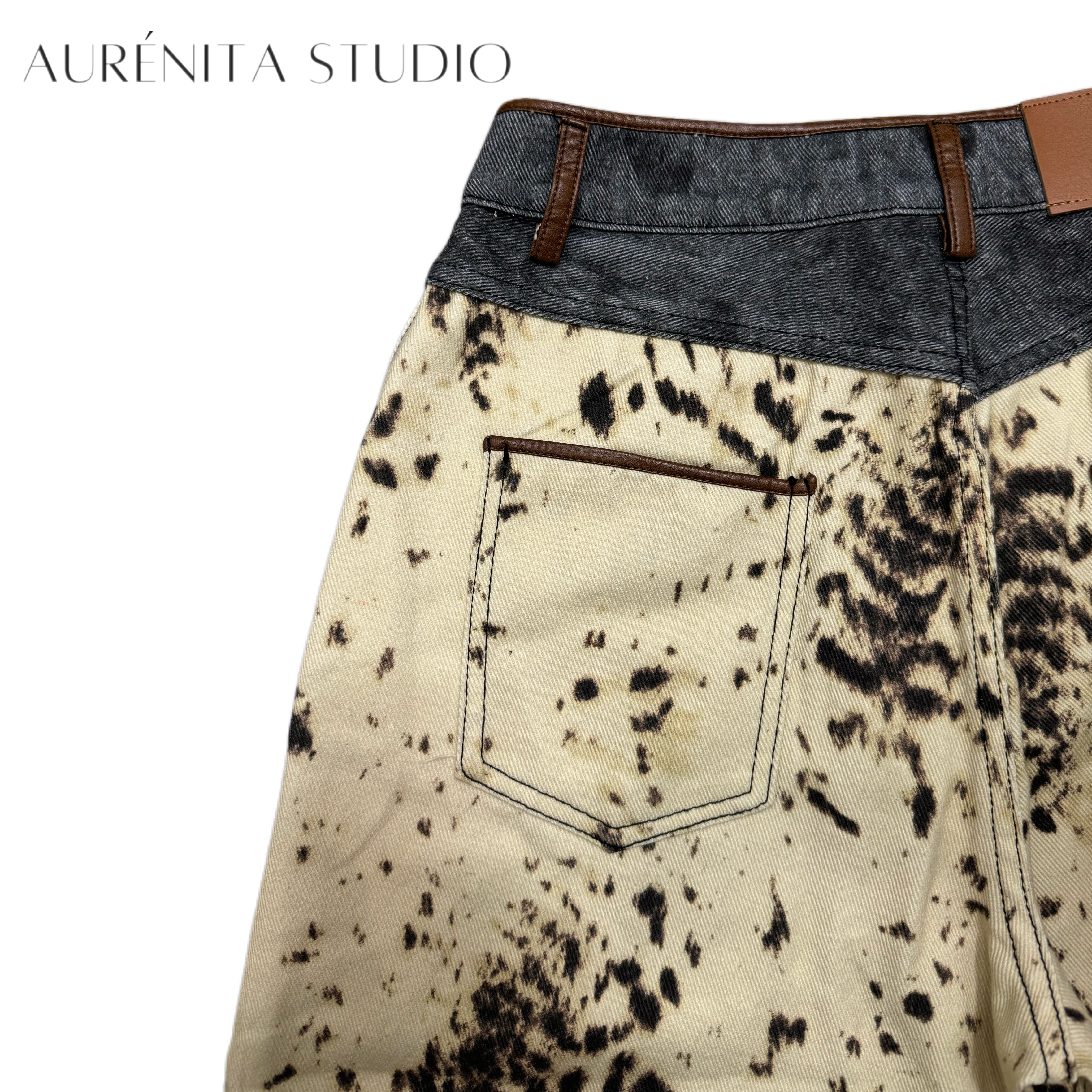 Y2K Jeans Denims Women Fall Winter New Collections Cowboy Style Wide Leg Trouser Leg Leopard Print White Jeans Designer Vintage