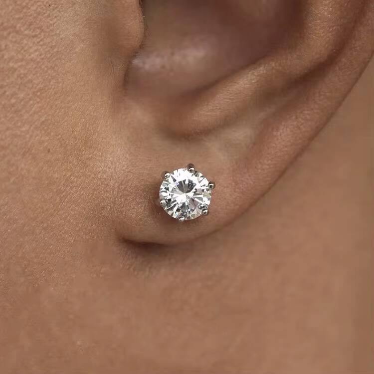 Fine Jewelry Stud Earrings 6 Claw Earrings Gold Plated 925 Sterling Silver GRA Moissanite Diamond Earring Daily for Men Woman