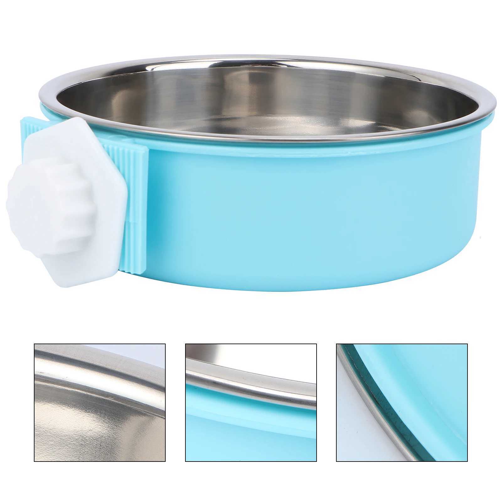 Stainless Steel Dog Bowl Indoor Water Dispenser Feeder Hook on Feeding Crate Bowls Pet Y250806