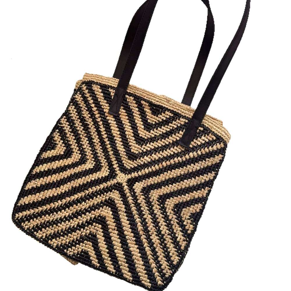Trendy Women Woven Shoulder Summer Hollow Out Straw Hand-Held Tote Bag Large Capacity Beach Vacation Shopping Bags 20250805