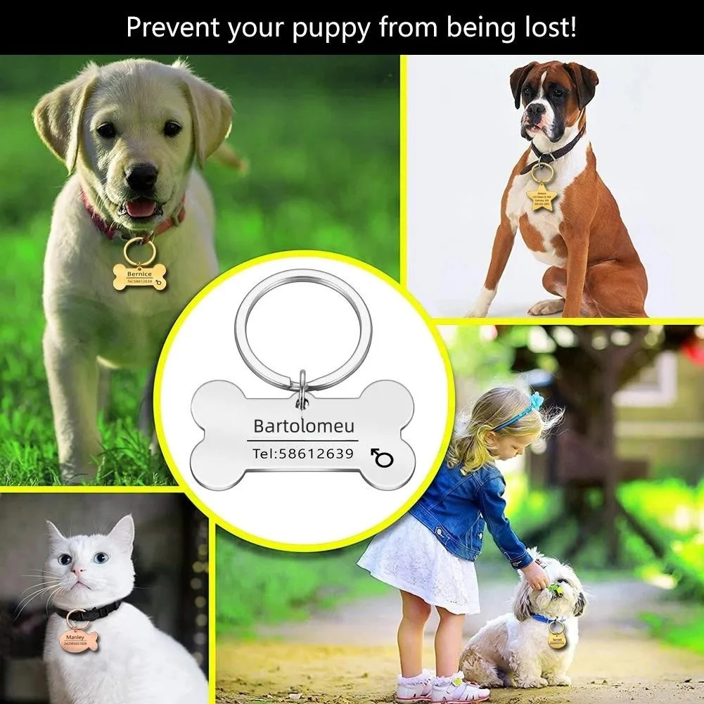 Personalized Engraved Cat Dog Pet ID Tag Dogs Anti-lost Collar Charm Engraving Pet Name Collar for Puppy Cats Collar Accessories 250805