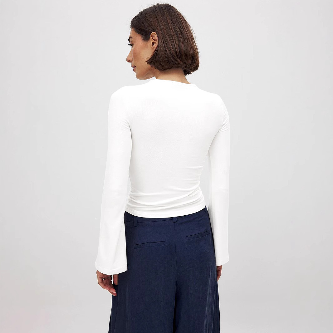 Hot-Selling Autumn Y2K Spicy Girl Collarbone Hollow Twist Long-Sleeve T-Shirt Pure Desire Style Slim Niche Top