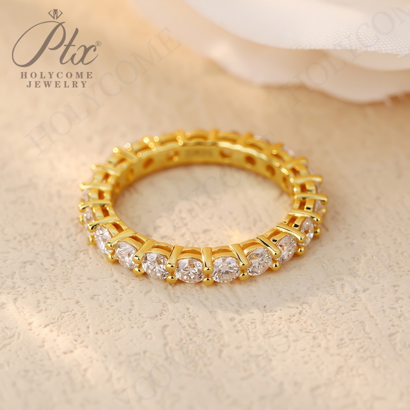 3MM Moissanite Full Circle Row Diamond Ring 925 Sterling Silver Pass Diamond Test For Women Wedding Fine Jewelry Engagement Eternity Bands