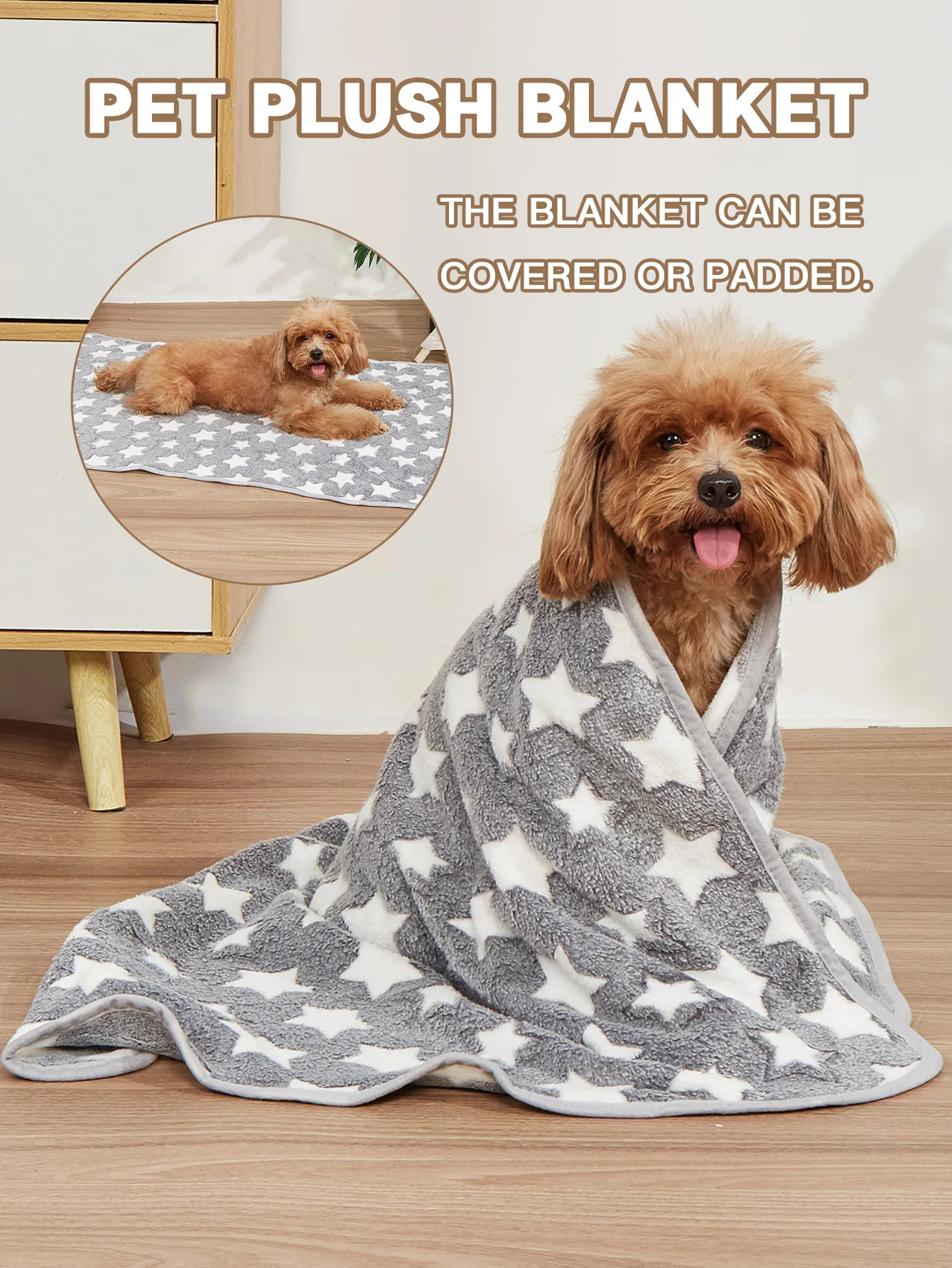 Puppy Blankets Super Soft Warm Sleep Mat Grey Cute Print Fluffy Fleece Pet Flannel Throw Dog Blankets for Small Dogs Cats 250804