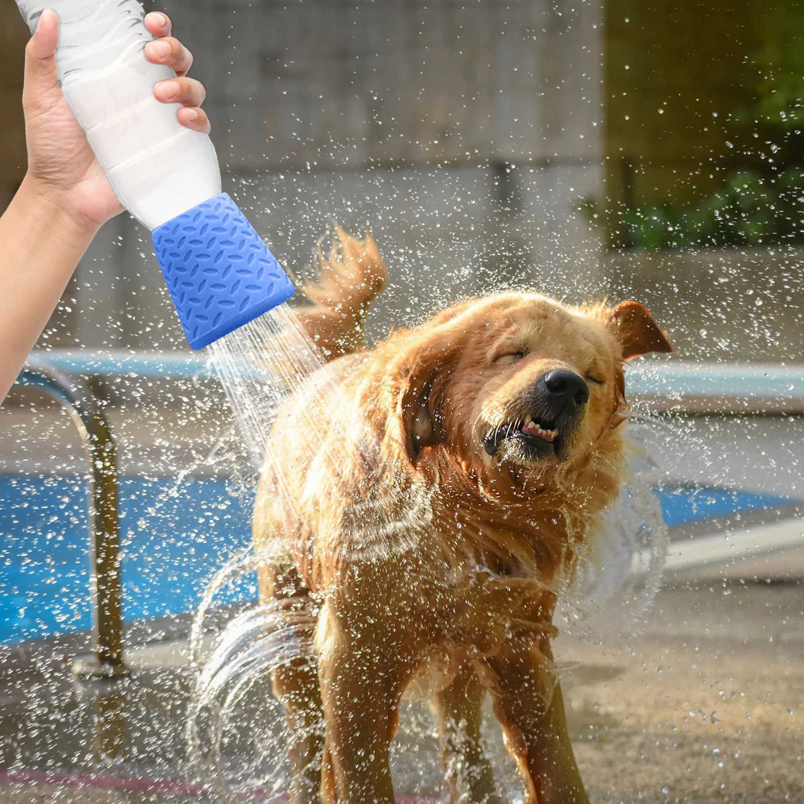 Portable Silicone pet shower headSummer Outdoor Dogs Shower Water SprayerFits Most 16oz To 2L Plastic Water Bottles Or Bottles Y250806