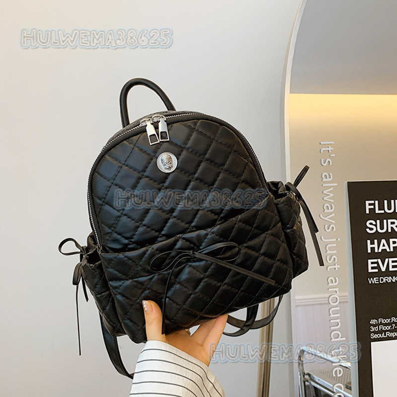 Quilted Embroidery Womens Bow Backpack 2024 Spring Summer New Versatile Casual Bag Style School Bag H250806