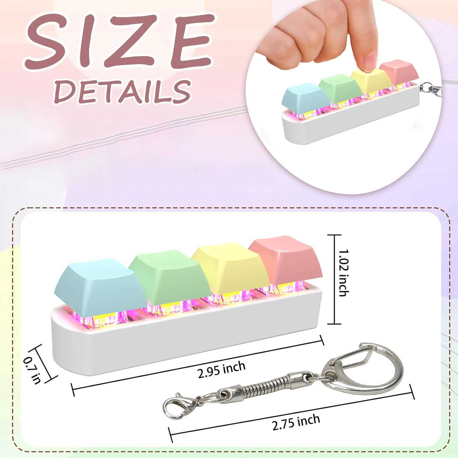 LED Keyboard Key Toy Stress Relief DIY Fidget Button Keycap Fidget Keychain Keyboard Keychain Toys Finger Keyboard Caps Toy Gift Z250807