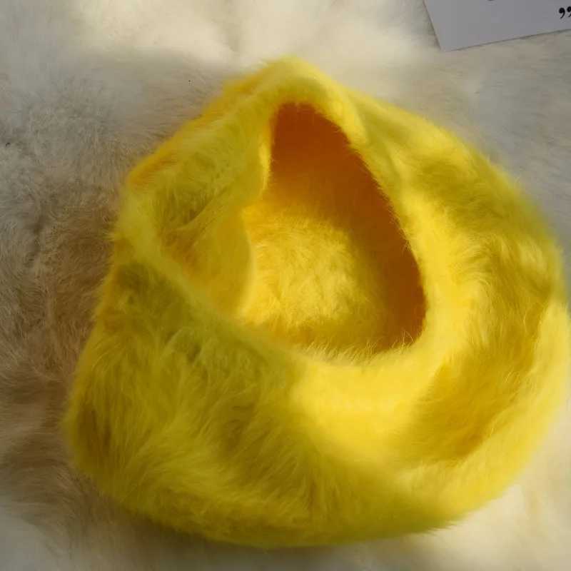 Winter Rabbit Fur Beret Hats Women French Painter Hat Girls Solid Color Soft Berets La Fashion Flat Wool Berets Wholesale XJ250807