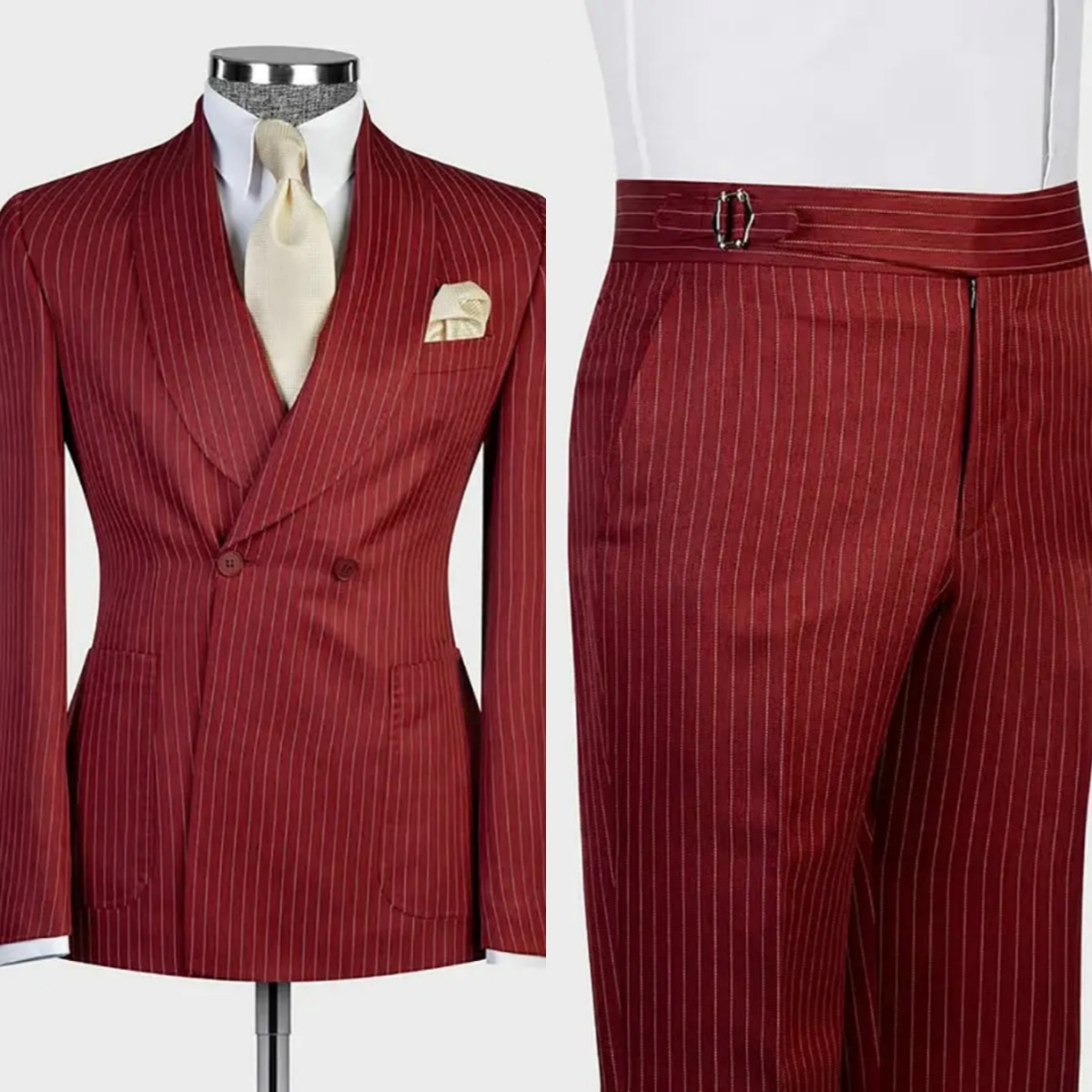 Bright Wedding Tuxedos Pinstripe 2 Piece Set Jacket Pants Men Suit Shawl Lapel Groom Evening Business Prom Blazers Customized