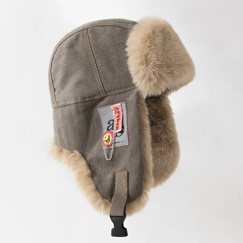 Bomber Hat Men Women Thick Warm Russian Ushanka Fur Hat Fashion Male Female Winter Hat Black Grey Earflap Ski Russian Cap 250806