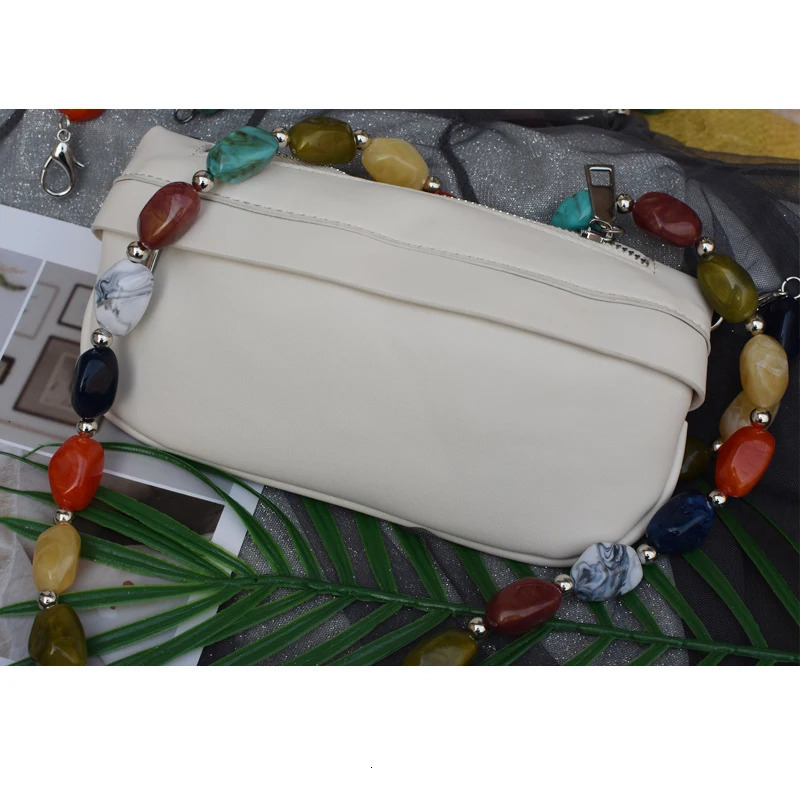 Updating Color Super Chic Lady Resin Colored Stone Handbag Strap Girls Fashion Big Size FashionBead Wristlet Purse Bag Belt 250807