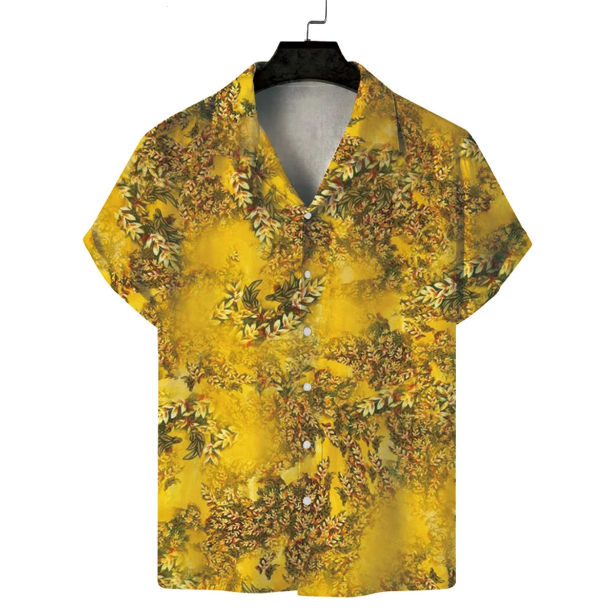 Mens leisure fashion Hawaiian shirt mens short sleeve personalized printed Cuban collar 250807