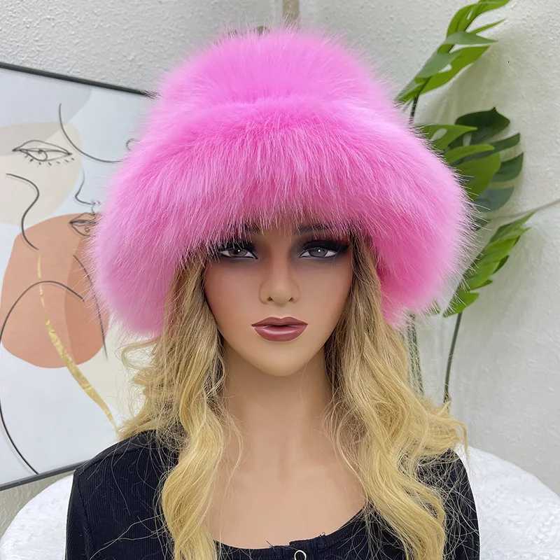 Luxury Fluffy Women Faux Fur Bucket Hats Wide Brim Thickened Outdoor Warm Plush Punk Hat Girl Y2k Female Ski Panama Fur Bucket Hat XJ250807