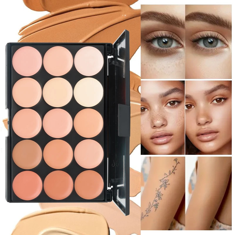 15 Colors Face Concealer Camouflage CreamWaterproof for Covering Facial BlemishesDark CirclesFrecklesScarswith Brightening 250730