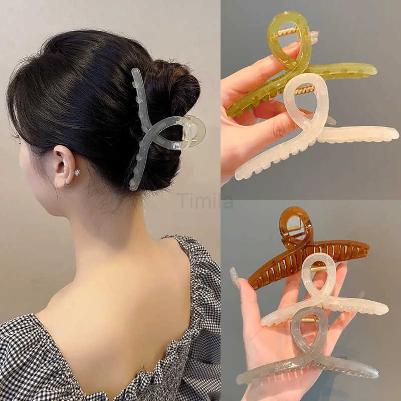 Plastic Transparent Large Size Hair Claw Fashion Ladies Hair Clips Women Hair Accessories Headwear U250807