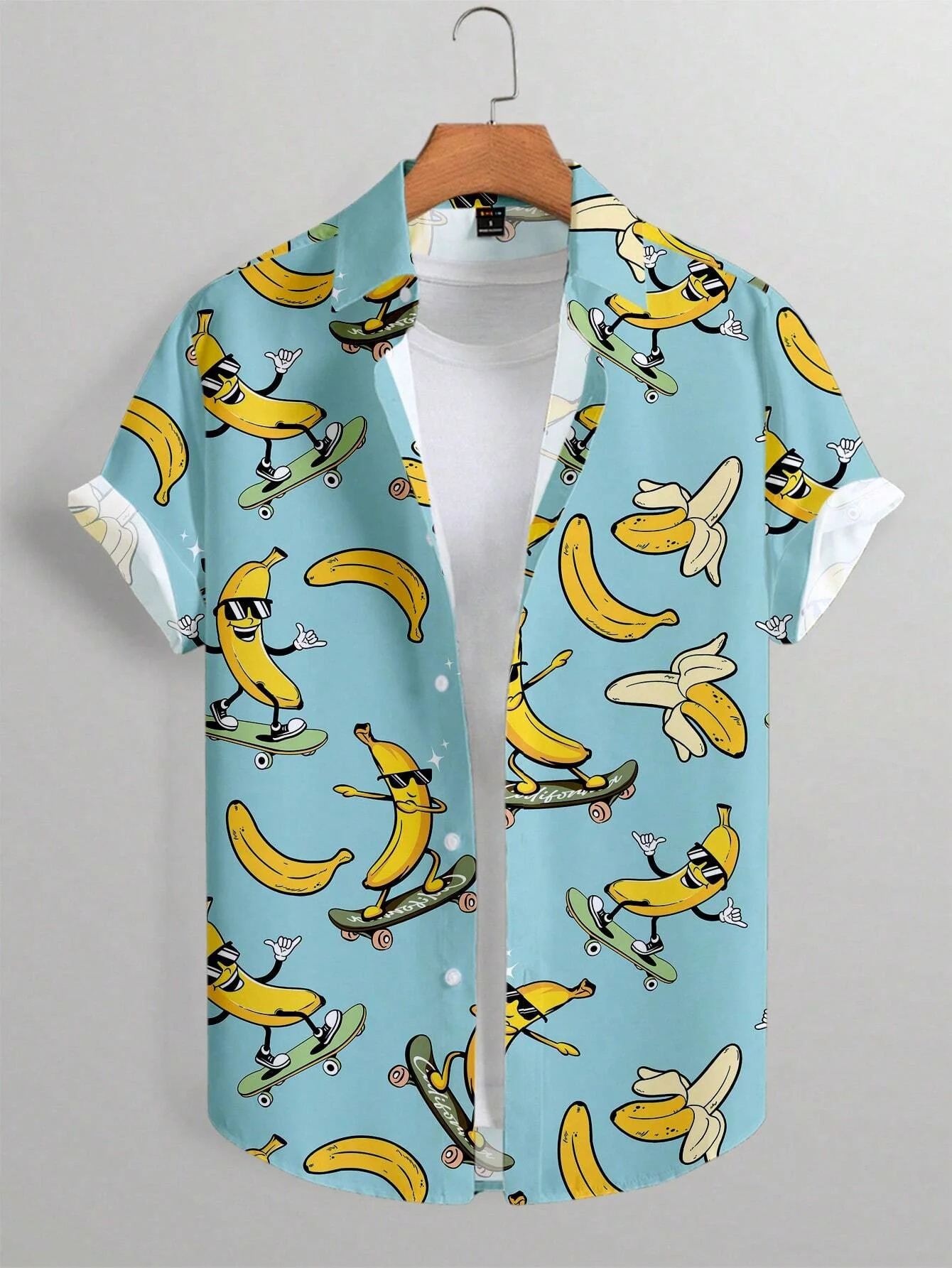 Mens Shirt Lapel Party Casual Street Short Sleeve Summer Fashion Banana Animation 3D Print Tops Clothing 250807