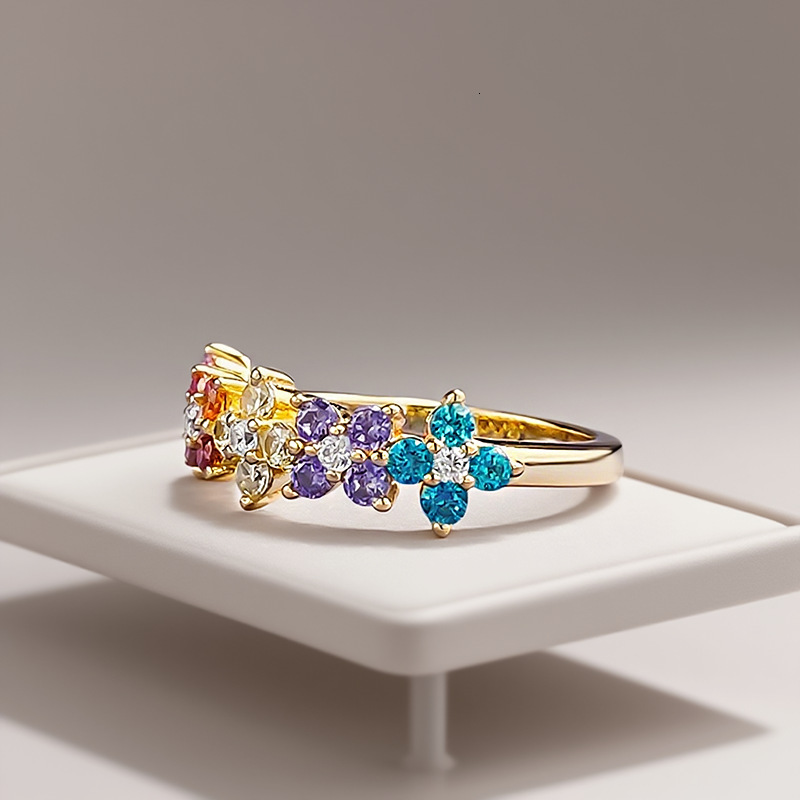 Hui Zhi Wing Jewelry Same S Silver Dopamine Color Camouflage Ring Light Luxury Fashion Style