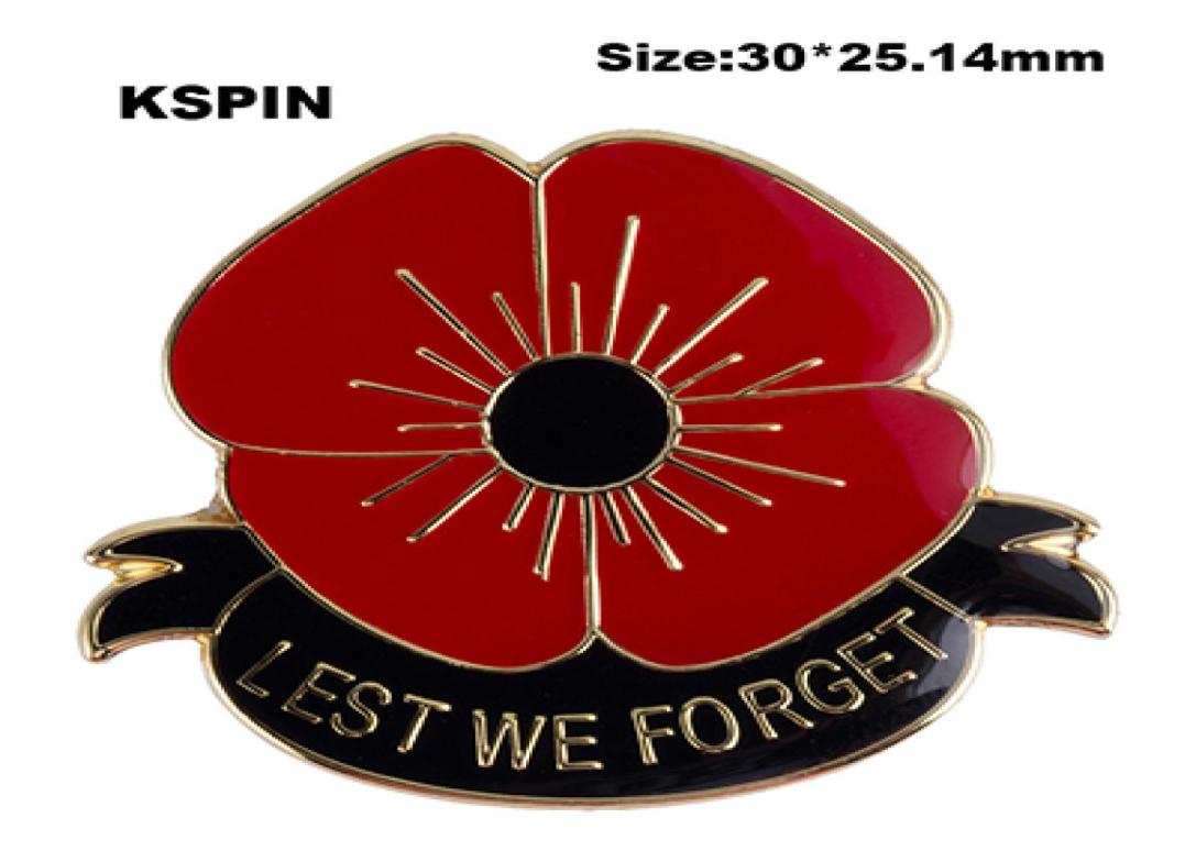 Lest We Forget Flower Lapel Pin Flag Badge Lapel Pins Badges Brooch XY01203332077