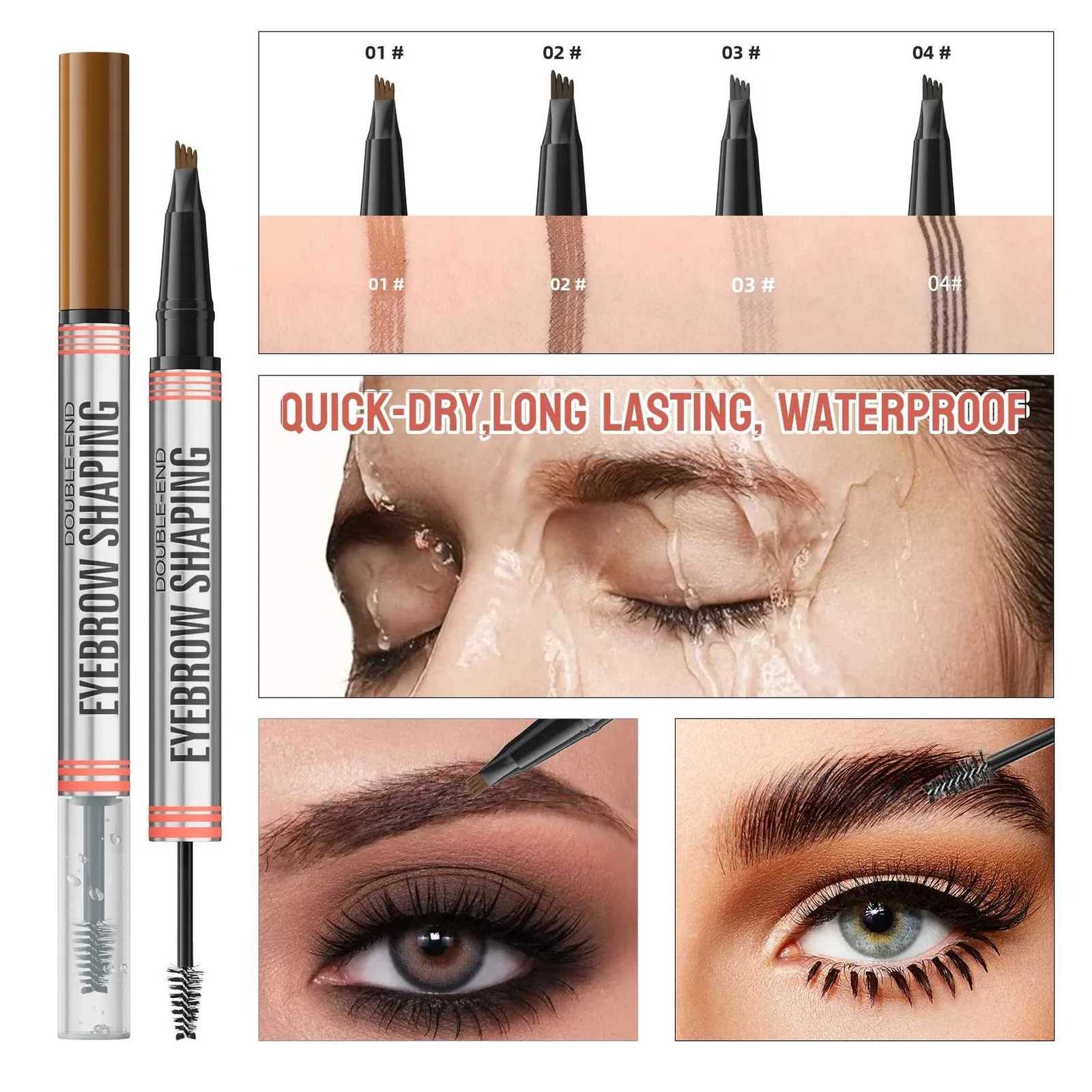Double End Liquid Eyebrow Pencil 4 Tip Head Waterproof Sweatproof Chuitz Dry Long Lasting 2in1 Eyebrow Shaping Cream W250807