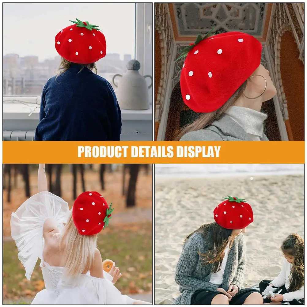 Sterry Beret Girls Beanie Hat Fruit Costume Manual Party Novelty Plush Hats Red Baby XJ250807
