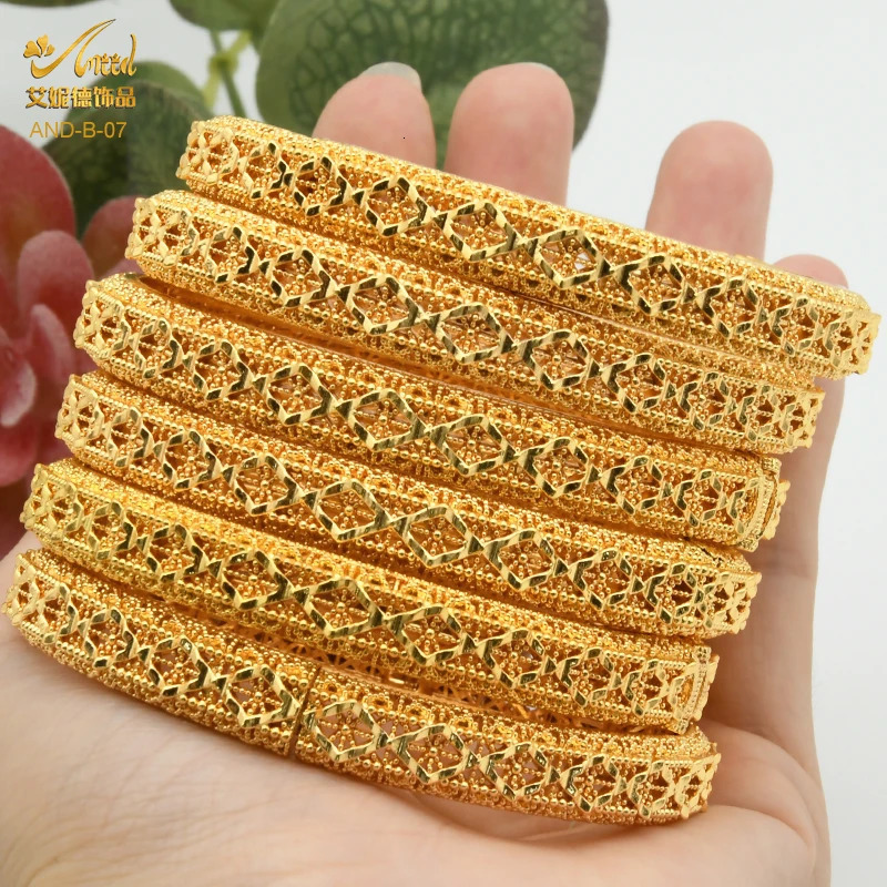 ANIID Bangles For Women Indian Jewelry Gold Color Bracelets Dubai Wholesale African Bracelet Moroccan 250805
