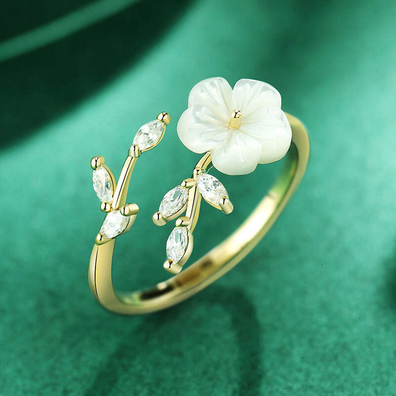 for Women Korean Dongdaemun Small Fragrance Style Branch Bud Light Luxury Fresh High-end Shell Flower Open Ring