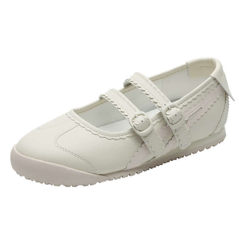 Cowhide Leather Version 2025 Spring New Round Toe Mary Jane Shallow Mouth Sports Ballet Style Casual Women's Single German Training Shoes