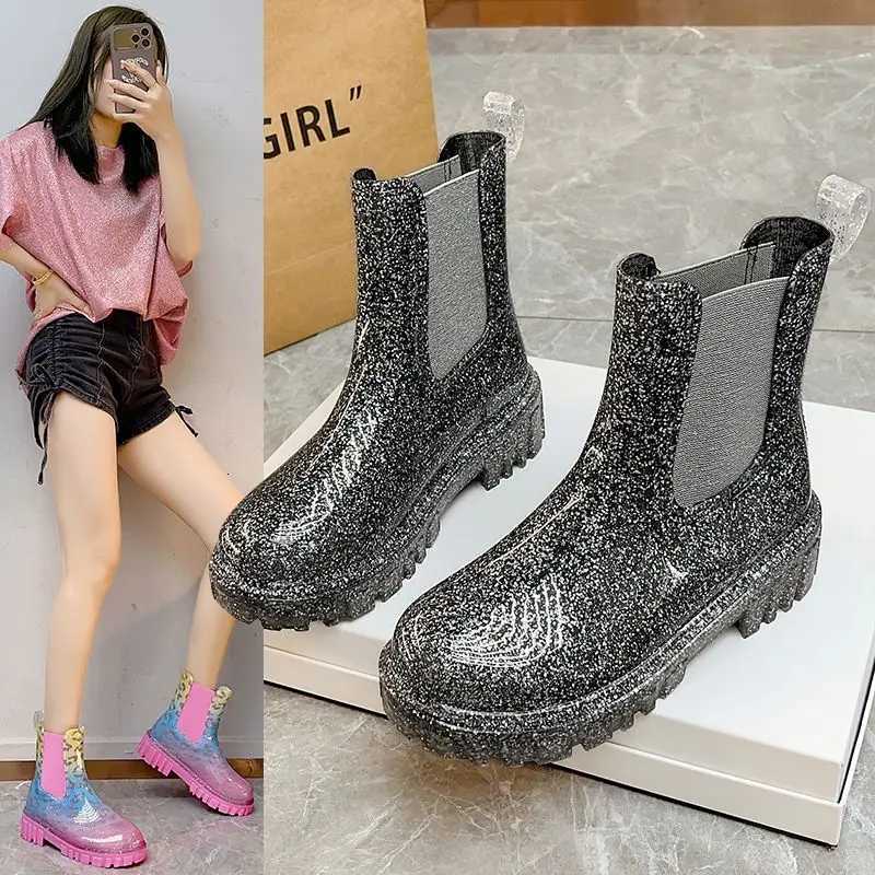 igh Quality Women Rain Boots Knee High Platform Elegant Low Heel Trend Gothic Rock Leather Knight Boots Cott Shoes Snow Boots XJ250807